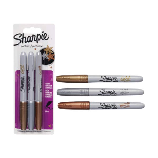 17583_1 Marcador permanente Sharpie blíster de 3, oro, pla - Imagen 1