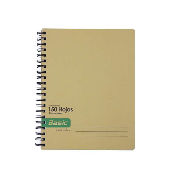 26664_1 Cuaderno Kraft rayado resorte 150 hojas 2 separadores 21x27.5cm Basic. - Imagen 1