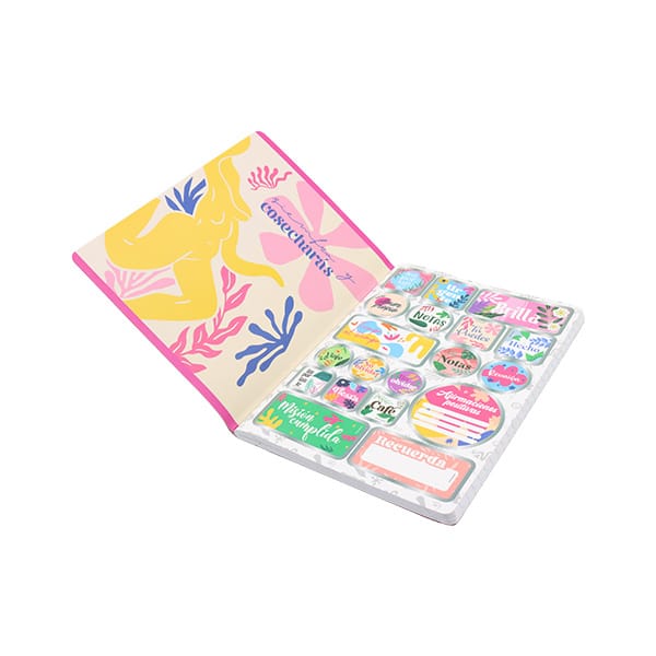 123866_1 CUADERNO COSIDO X100H RAYAS 13028_006 Flower Power - Imagen 1