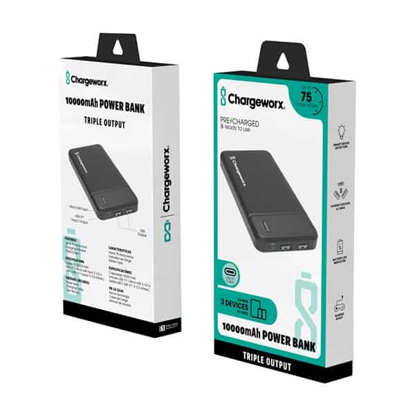 143080_1 POWER BANK 10000MAH CHA-CX6862BK CHARGEWORKS - Imagen 1